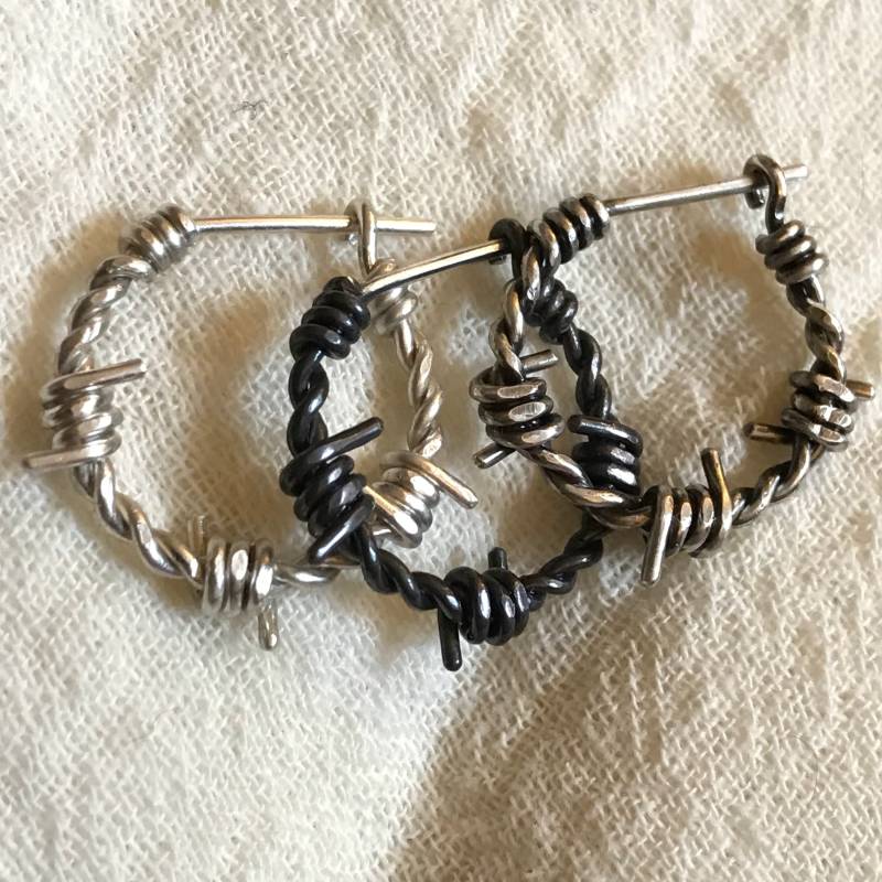 3/4-Zoll-Ohrring Aus Sterlingsilber Stacheldraht - Männer/Frauen Einzeln Oder Paar von SaraMarieJewelry
