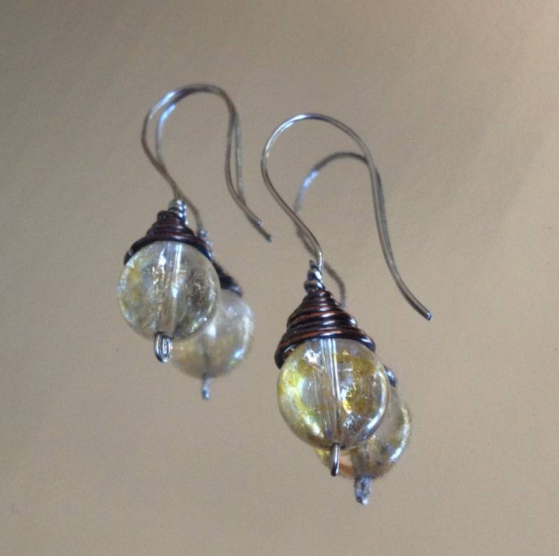 Neue "Sun Drops" - Licht Gelb Tropfen Ohrringe Mit Kupfer von SaraMarieJewelry