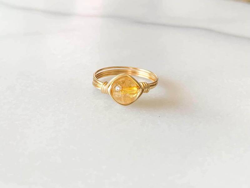 Citrin Wire Wrapped Ring - November Geburtsstein in 14K Gold Filled Oder Sterling Silber von SaraWeberJewelry