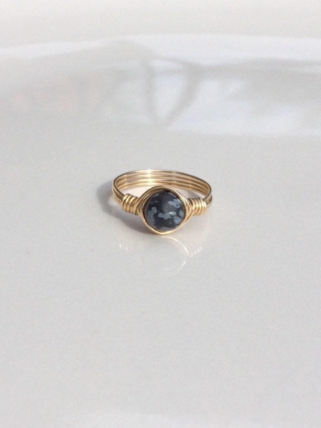 Schneeflocken Jaspis Ring - Hand Gewickelter Edelstein in 14K Gold Filled Oder Sterling Silber Schneeflocken Jaspis Ring - Hand Gewickelter Edelstein in 14K Gold Filled Oder Sterling Silber von SaraWeberJewelry