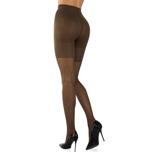 Sarah Borghi Comfort transparente Strumpfhose 40 Denier mit adaptivem Lycra, formender Corpino mit perfekter Silhouette, 100% Made in Italy, Kaffee, XXL von Sarah Borghi