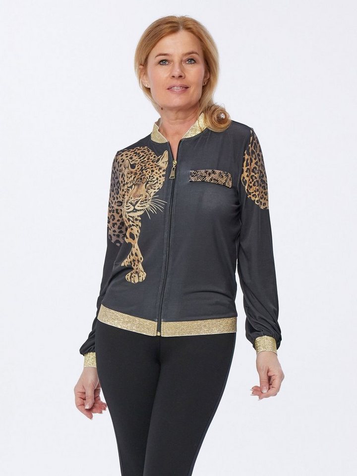 Sarah Kern Blouson Bomberjakce figurumspielend mit Leoparden-Motiv von Sarah Kern