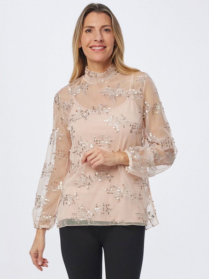 Sarah Kern Blusenshirt Meshtop figurbetont mit blickdichtem Unterhemd von Sarah Kern