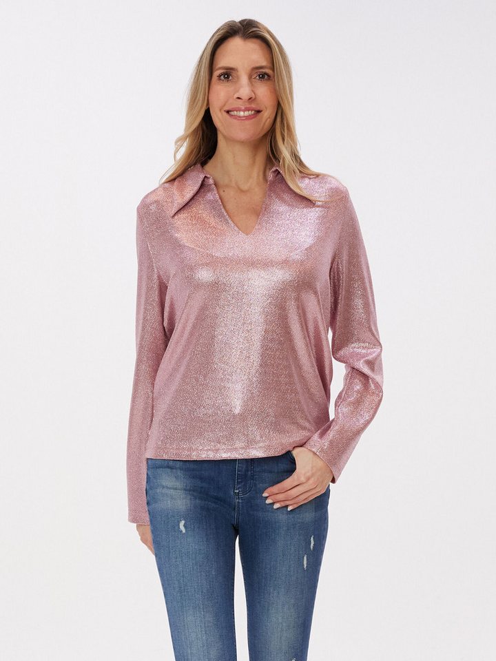 Sarah Kern Langarmshirt Langarmbluse Figurumspielend mit schillernder Oberfläche von Sarah Kern