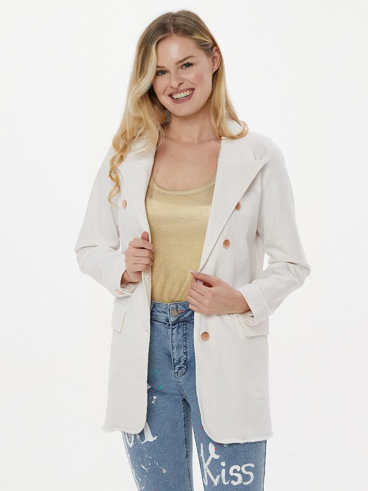 Sarah Kern Hemdjacke Blouson figurumspielend mit Love & Peace Schriftzug von Sarah Kern