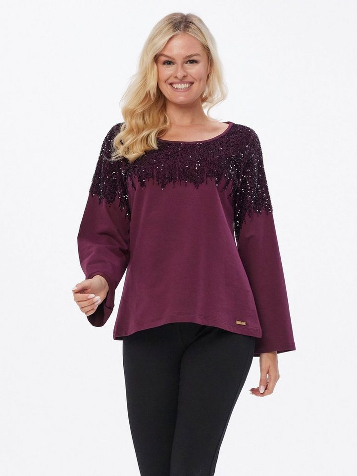 Sarah Kern Langarmshirt Sweatpullover figurumspielend mit Paillettenverzierung von Sarah Kern