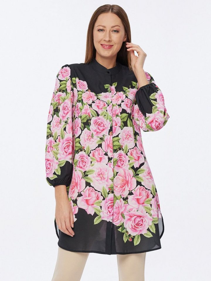Sarah Kern Longbluse Shirtkleid figurbetont mit Floralprint von Sarah Kern