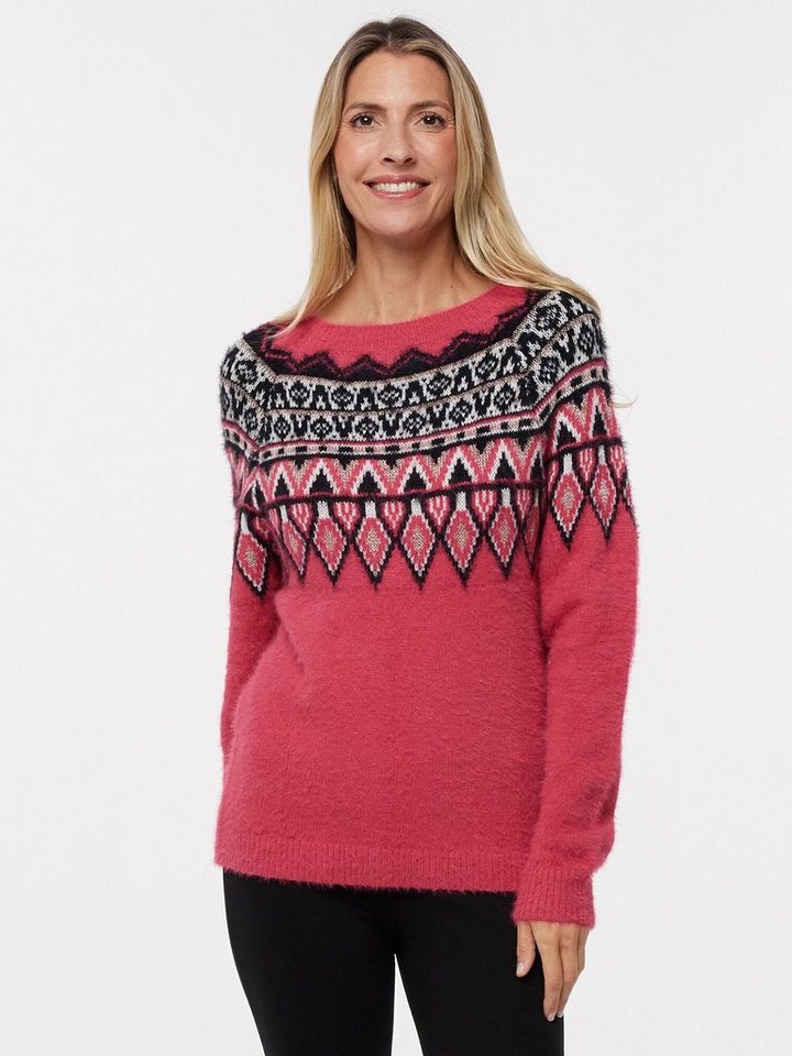 Sarah Kern Strickpullover Norwegerpullover koerpernah mit Ethnomuster von Sarah Kern