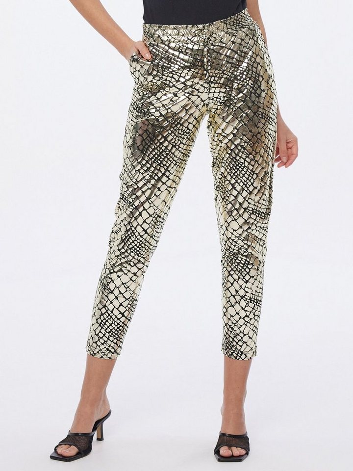 Sarah Kern Schlupfhose Sweathose figurumspielend mit goldfarbenen Akzenten von Sarah Kern