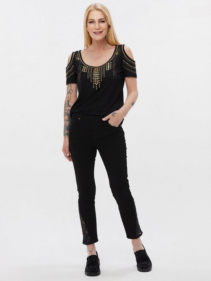 Sarah Kern T-Shirt Kurzarmbluse koerpernah mit Cut Outs von Sarah Kern