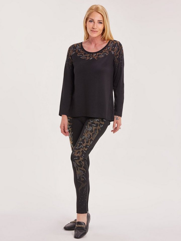 Sarah Kern Langarmshirt Longsleeve figurumspielend mit Leoparden-Glitzermotiv von Sarah Kern