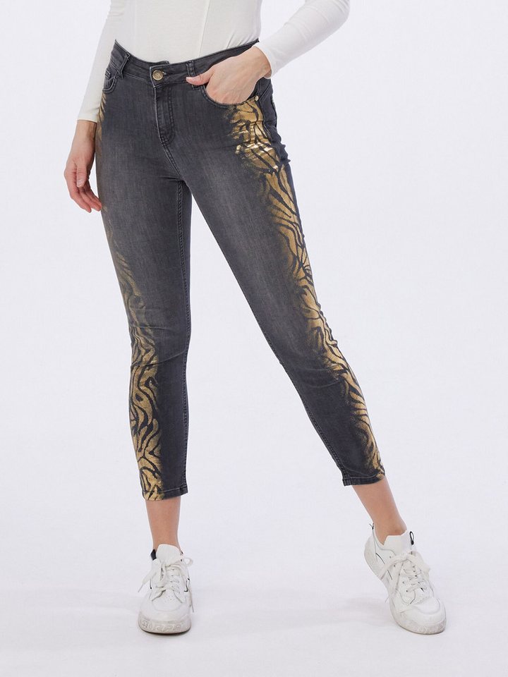 Sarah Kern 5-Pocket-Jeans Ankle-Jeans figurbetont mit Zebra-Motiv von Sarah Kern