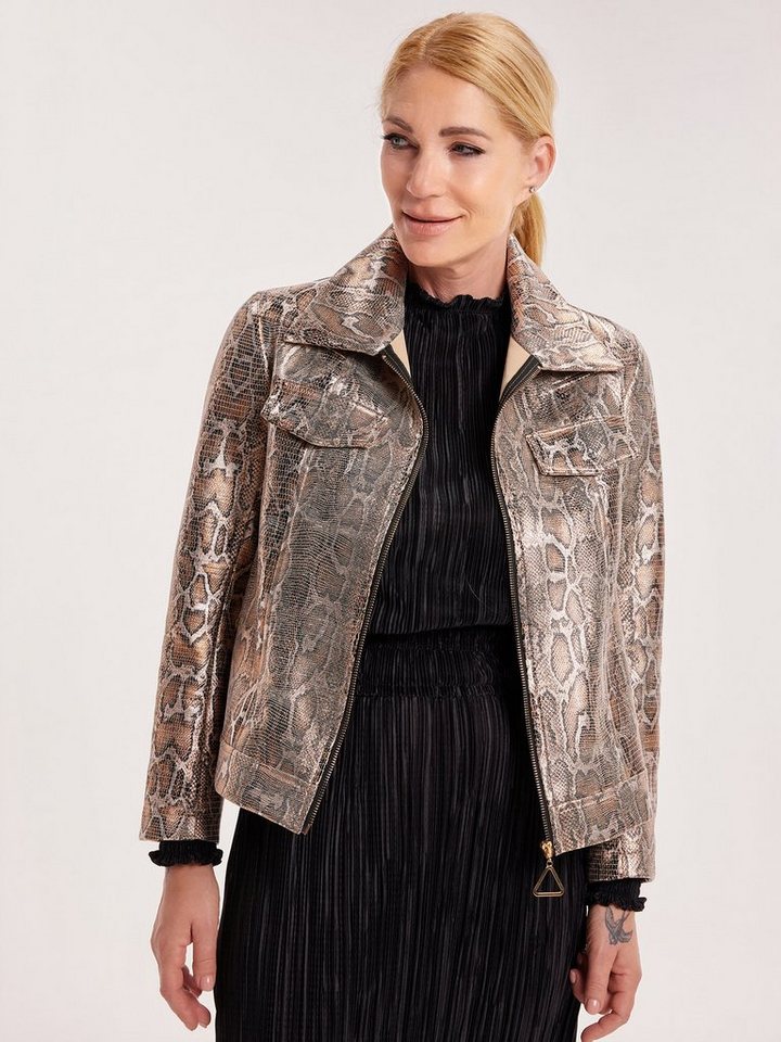 Sarah Kern Kurzjacke Lederjacke koerpernah mit Schlangenprint von Sarah Kern