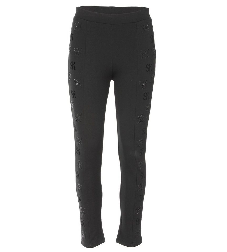 Sarah Kern Stoffhose Leggings figurbetont mit Flockprint von Sarah Kern