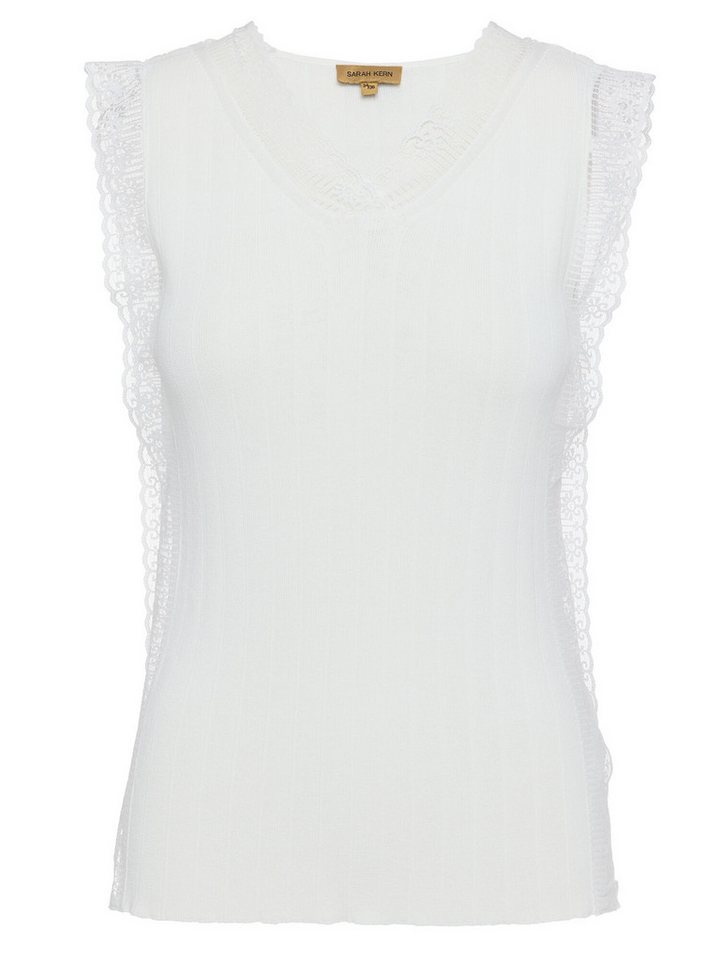 Sarah Kern Spitzentop Stricktop Figurbetont mit Spitzenbesatz von Sarah Kern