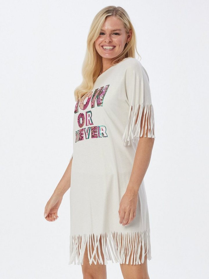 Sarah Kern Tunikashirt Longshirt figurumspielend mit Paillettenstickerei von Sarah Kern