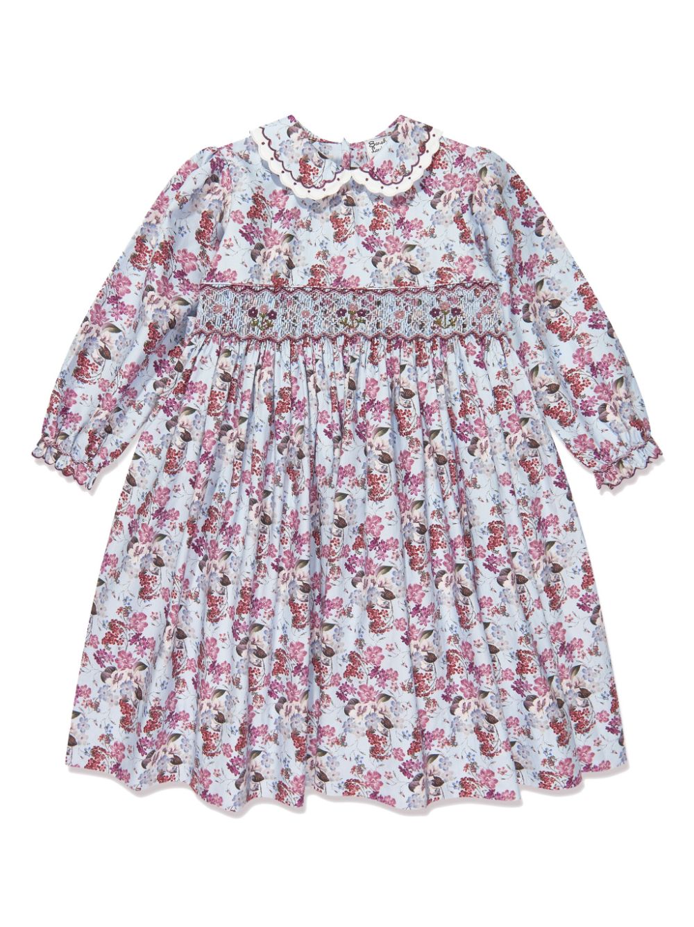 Sarah Louise Gesmoktes Minikleid mit Blumen-Print - Blau von Sarah Louise