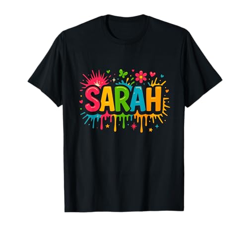Sarah Personalisierter Name Lustige Mädchen Frauen Graffiti Kunst T-Shirt Sarah Personalisierter Name Lustige Mädchen Frauen Graffiti Kunst T-Shirt von Sarah Name Shirt Paint Splatter Personalized Gift