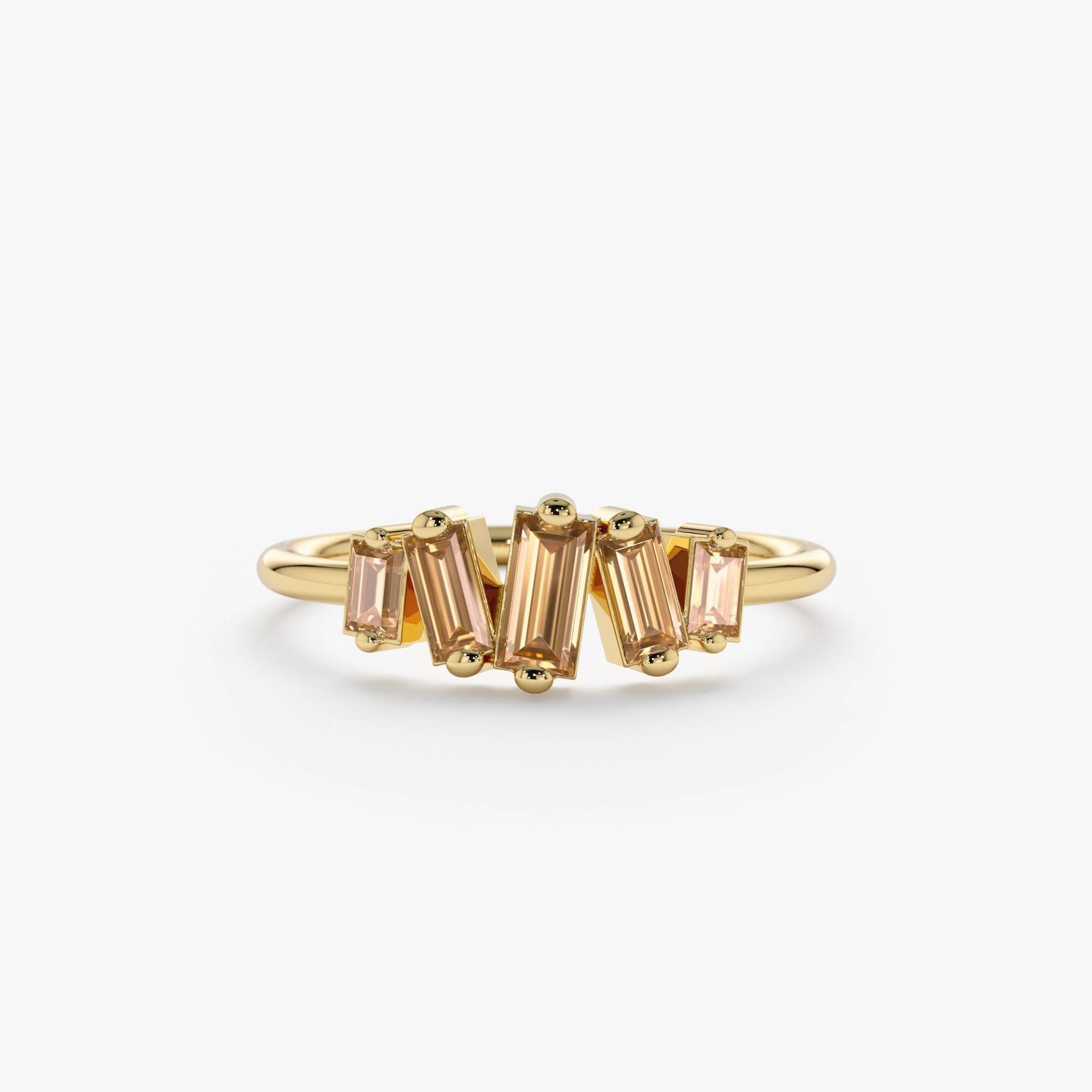 14K Cluster Citrin Ring, Natürlicher Edelstein Geburtsstein November Geburtstag Geschenk Idee, Einzigartige Erklärung, Handgemachter Schmuck, Lupita von SarahEliseJewelry