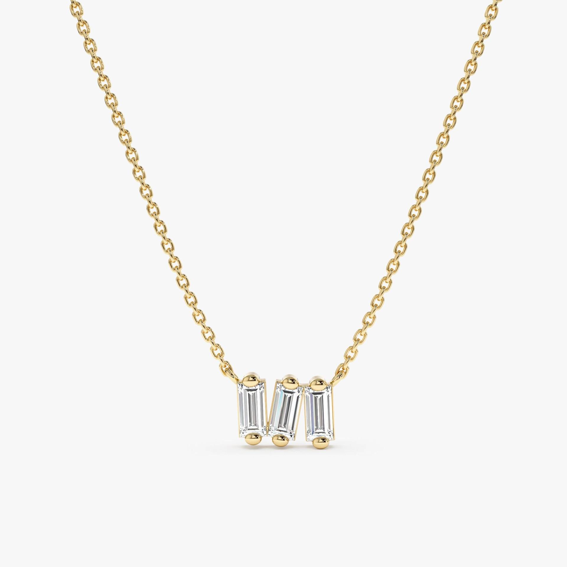 14K Diamant Baguette Halskette, Cluster Zierliche Ketten Weiss, Rose, Gelb, Geschenk Für Sie, Layering Mia von SarahEliseJewelry
