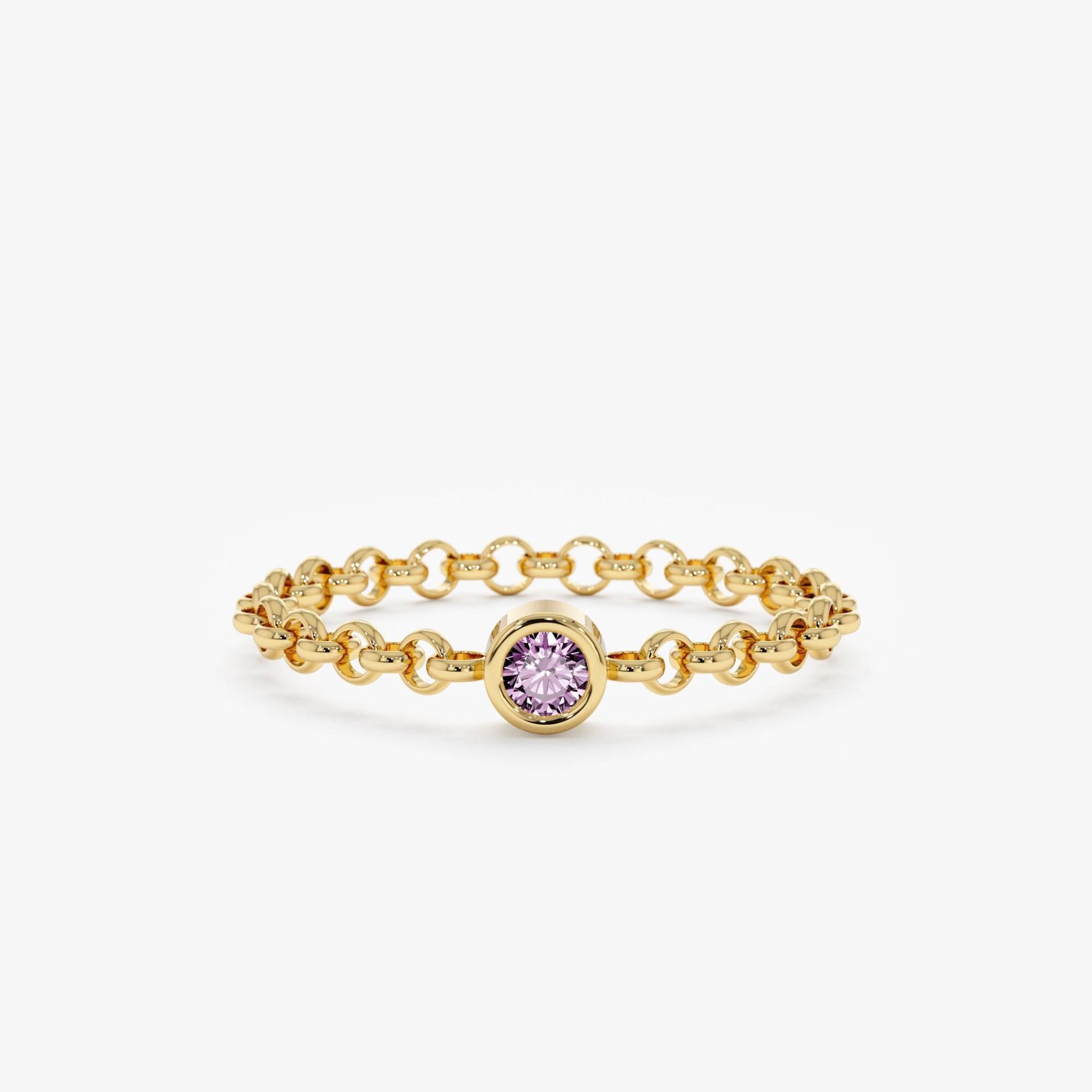 14K Gold Amethyst Ring, Lose Kettenring, Lünette Birthstone Pinky Februar Birthstone, Geburtstagsgeschenk, Jeden Tag Adriana von SarahEliseJewelry