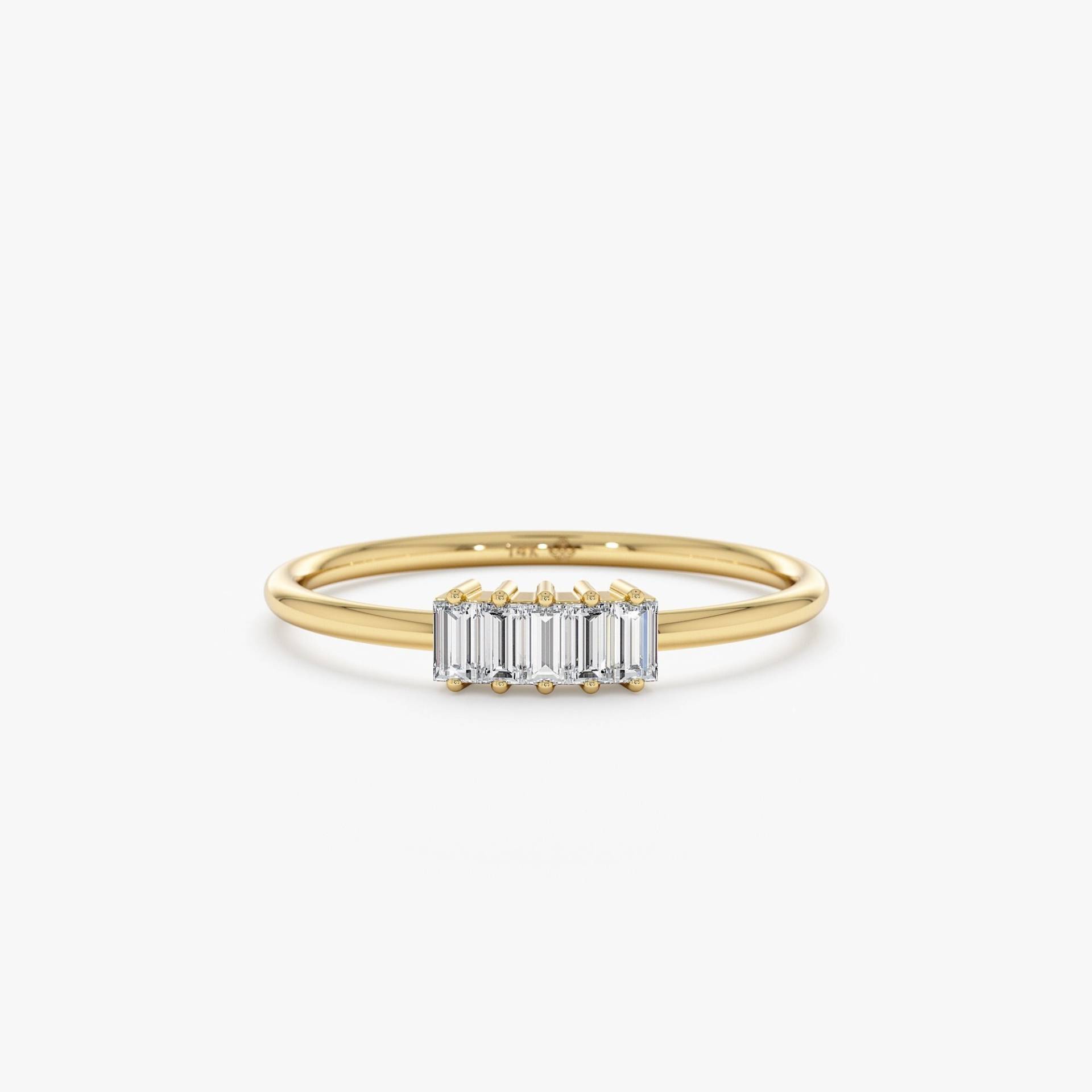 14K Gold Baguette Diamant Ring, Zierlicher Diamantring, Zierliche Diamanten, Rose, Weiß, Gelb, Minimalistisch, Einzigartiger Verlobungsring, Helena von SarahEliseJewelry