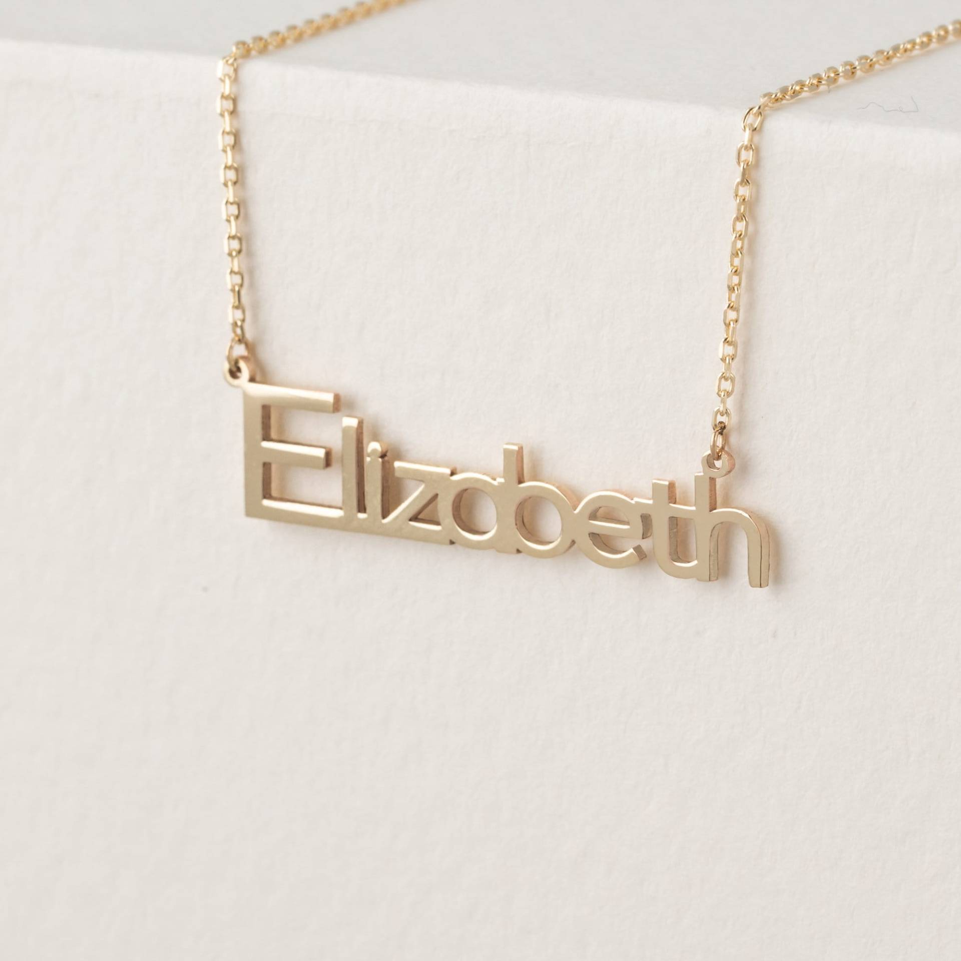 14K Gold Namenskette, Personalisierte Goldkette, Individuelle Schlankes Und Elegantes Geschenk Für Mama, Zierliches Brautjungfern-Geschenk, Bodo von SarahEliseJewelry