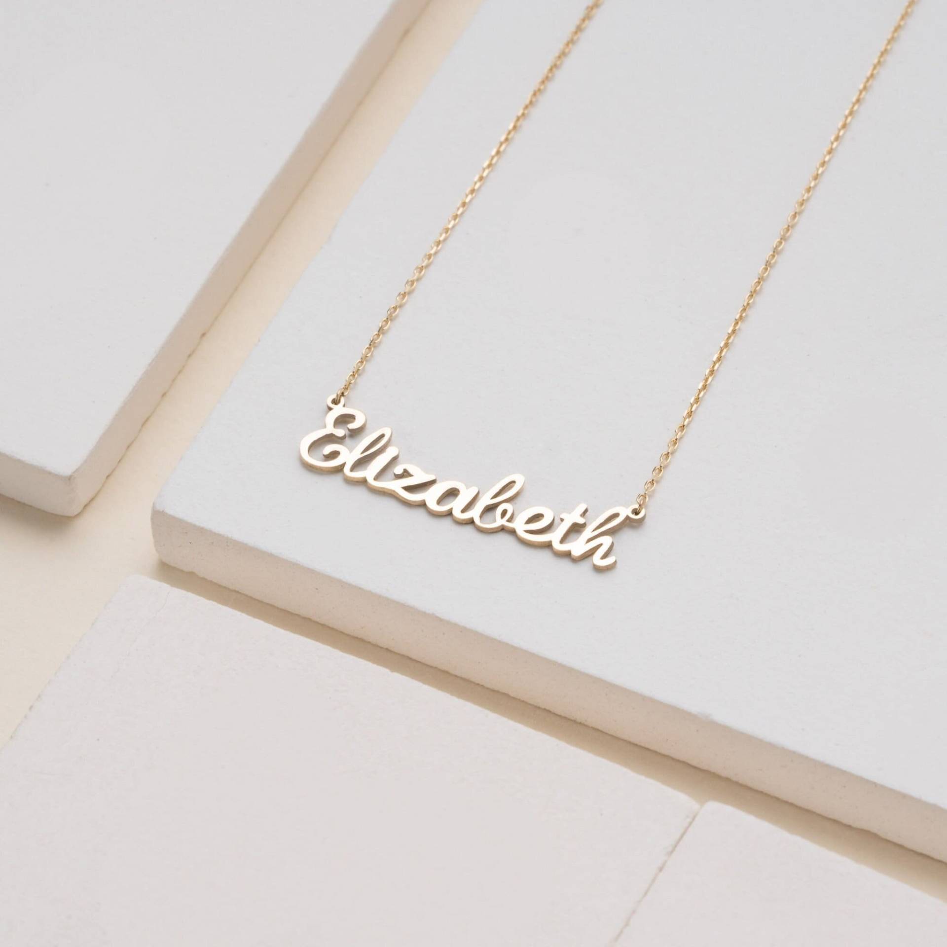 14K Gold Namenskette, Personalisierte Goldkette, Schreibschrift, Schriftart, Individuelle Geschenk Für Mama, Zierliches Brautjungferngeschenk, Chloe von SarahEliseJewelry