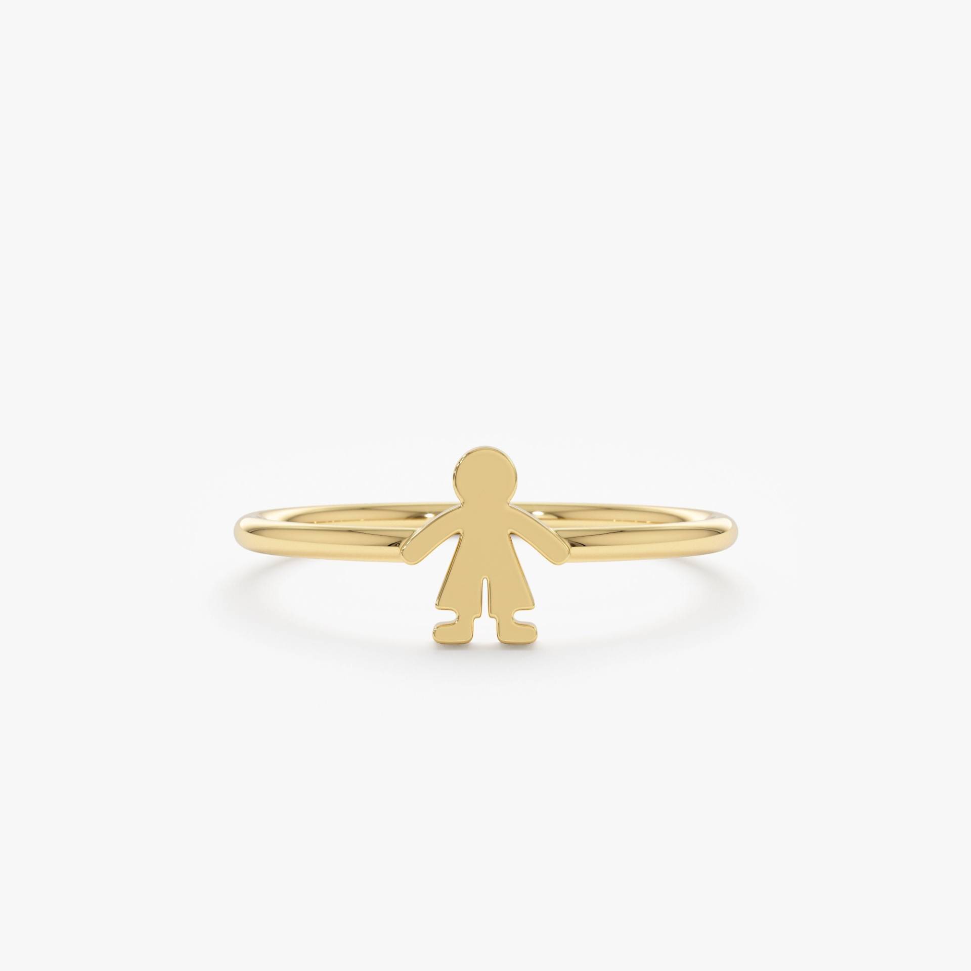 14K Mutter - Und Sohn-Ring, Kinder-Anfangsring, Gold-Anfangsring, Geburtstagsgeschenk, Individueller Goldring, Massiver Gold-Jungenring, Geschenk von SarahEliseJewelry