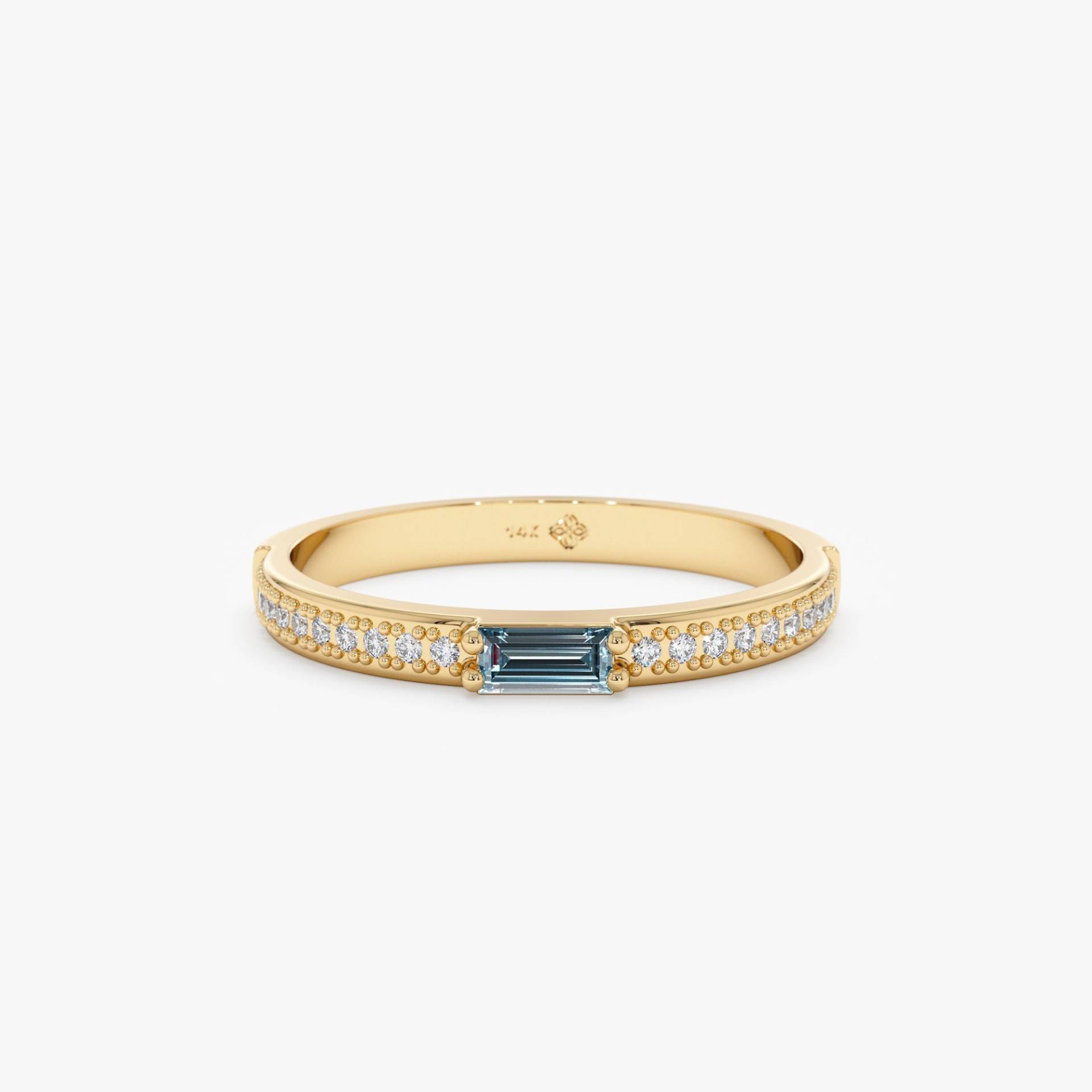 Blautopas-Ring Aus 14-Karätigem Gold, Stapelbarer Diamantring, Versprechensring, Natürlicher Edelstein, Zierliches Diamantband, Ehering, Madilyn von SarahEliseJewelry