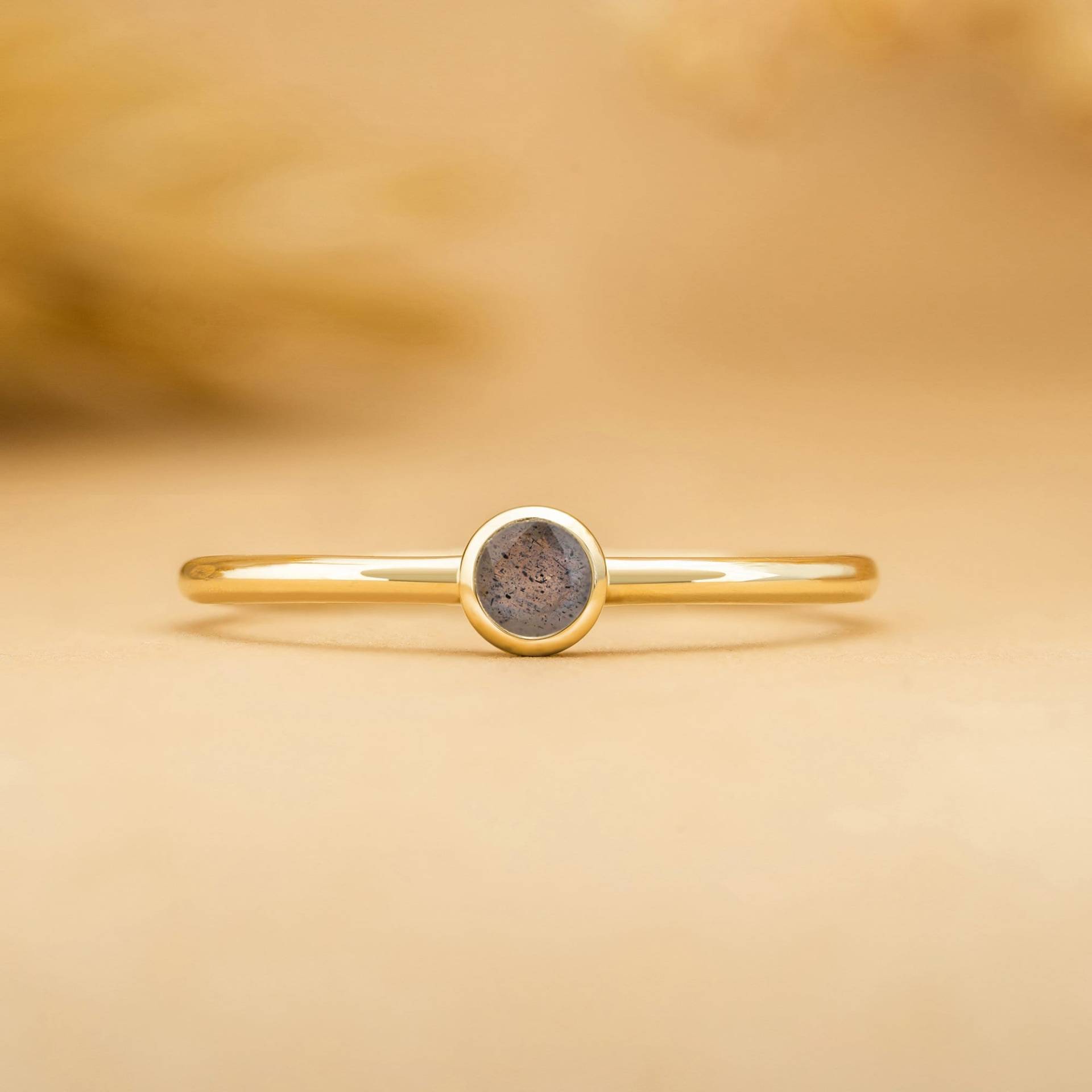 14K Solid Gold Labradorit Ring, Verlobungsring, Natürlicher Edelstein, Stapelbarer Edelstein Minimalistisch, Gelb, Weiß, Rose, Wien von SarahEliseJewelry