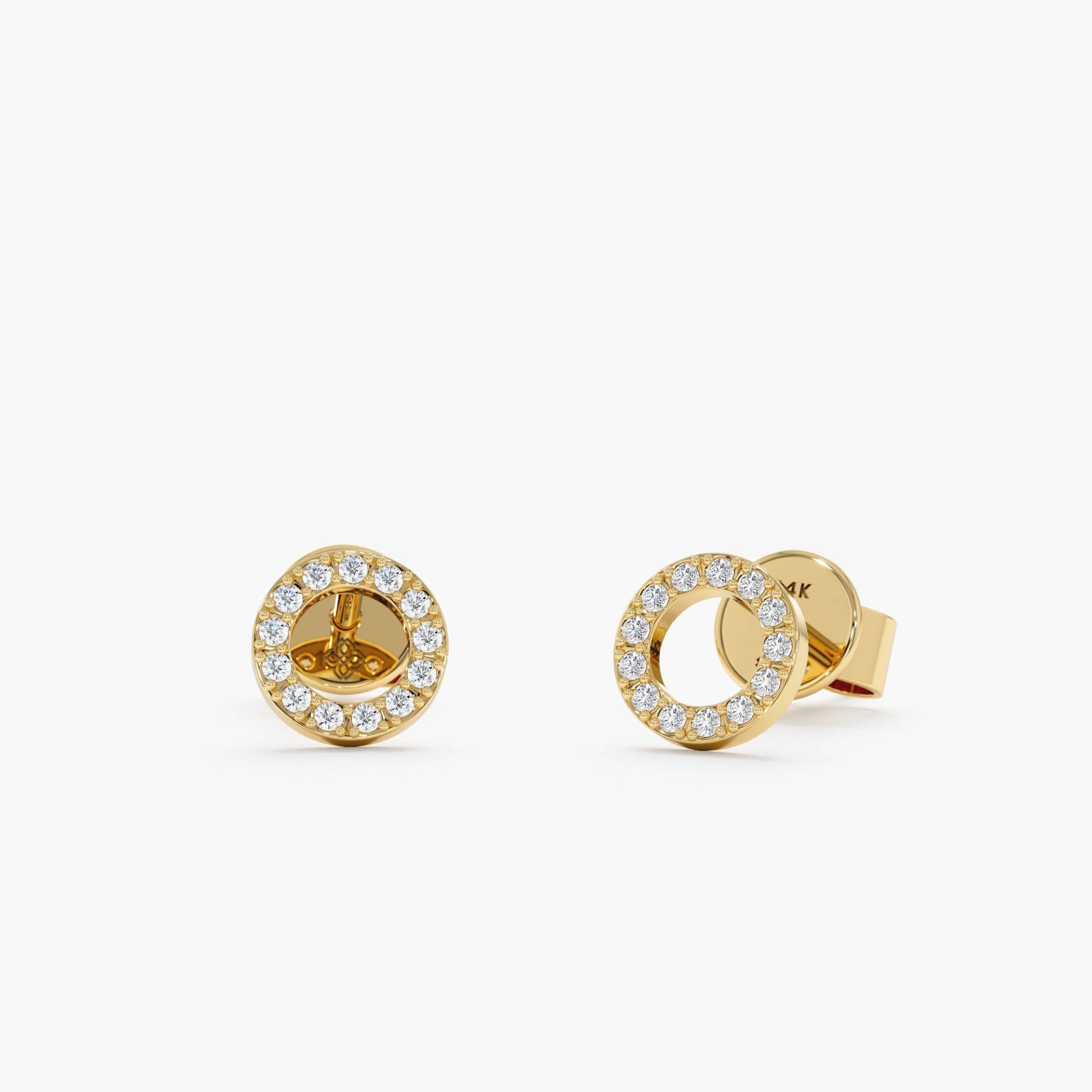 Kleine Diamant-Ohrstecker, 14 Karat Kleine Kreisförmige Diamant-Ohrringe, Zierliche Rose, Weiß, Gelb, Lola von SarahEliseJewelry
