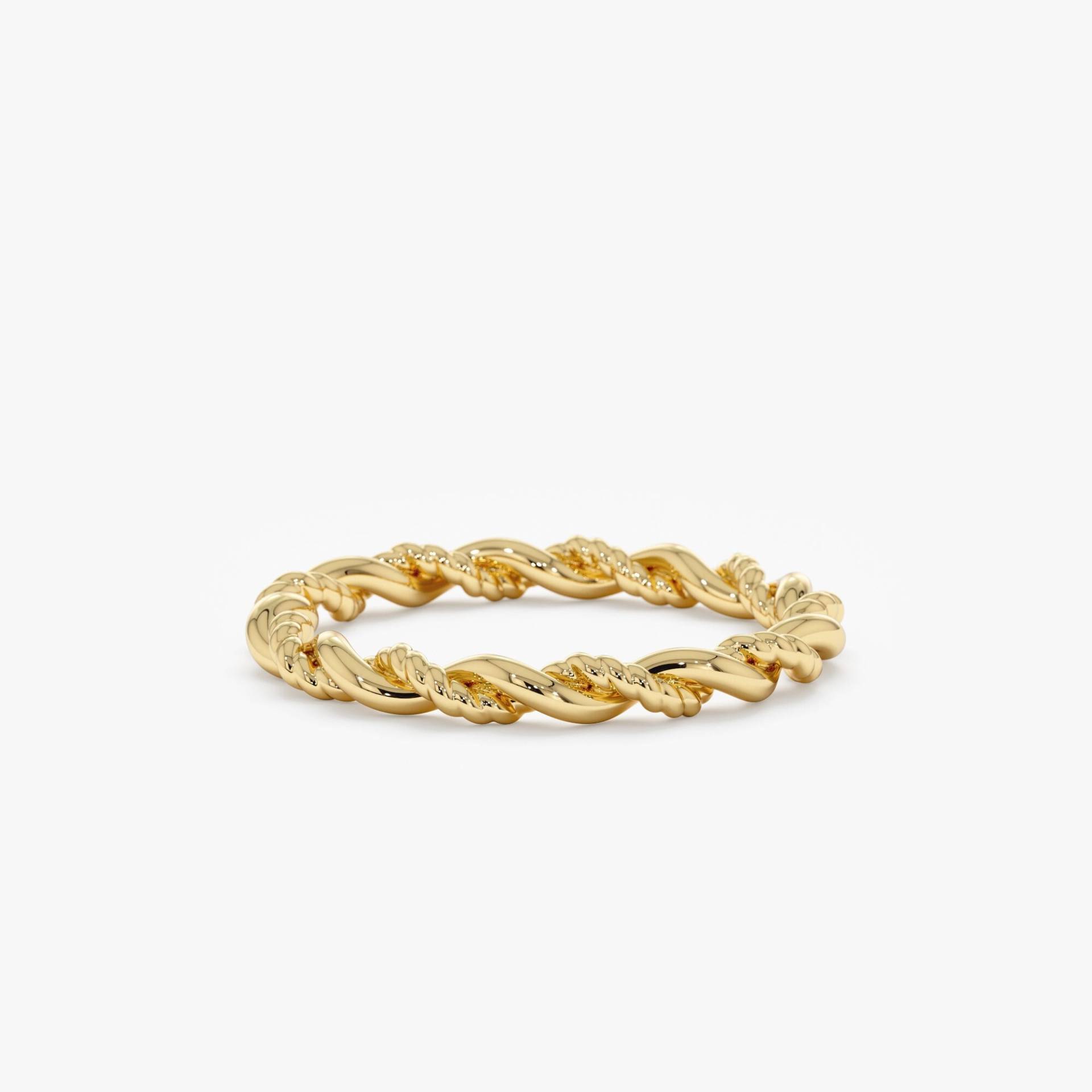 Massiver Gold-Twist-Ring, Handgefertigter Zierlicher Seilring, Einzigartiges Design, Stapelbares Handgefertigtes Schlichtes Band, Alltäglicher von SarahEliseJewelry
