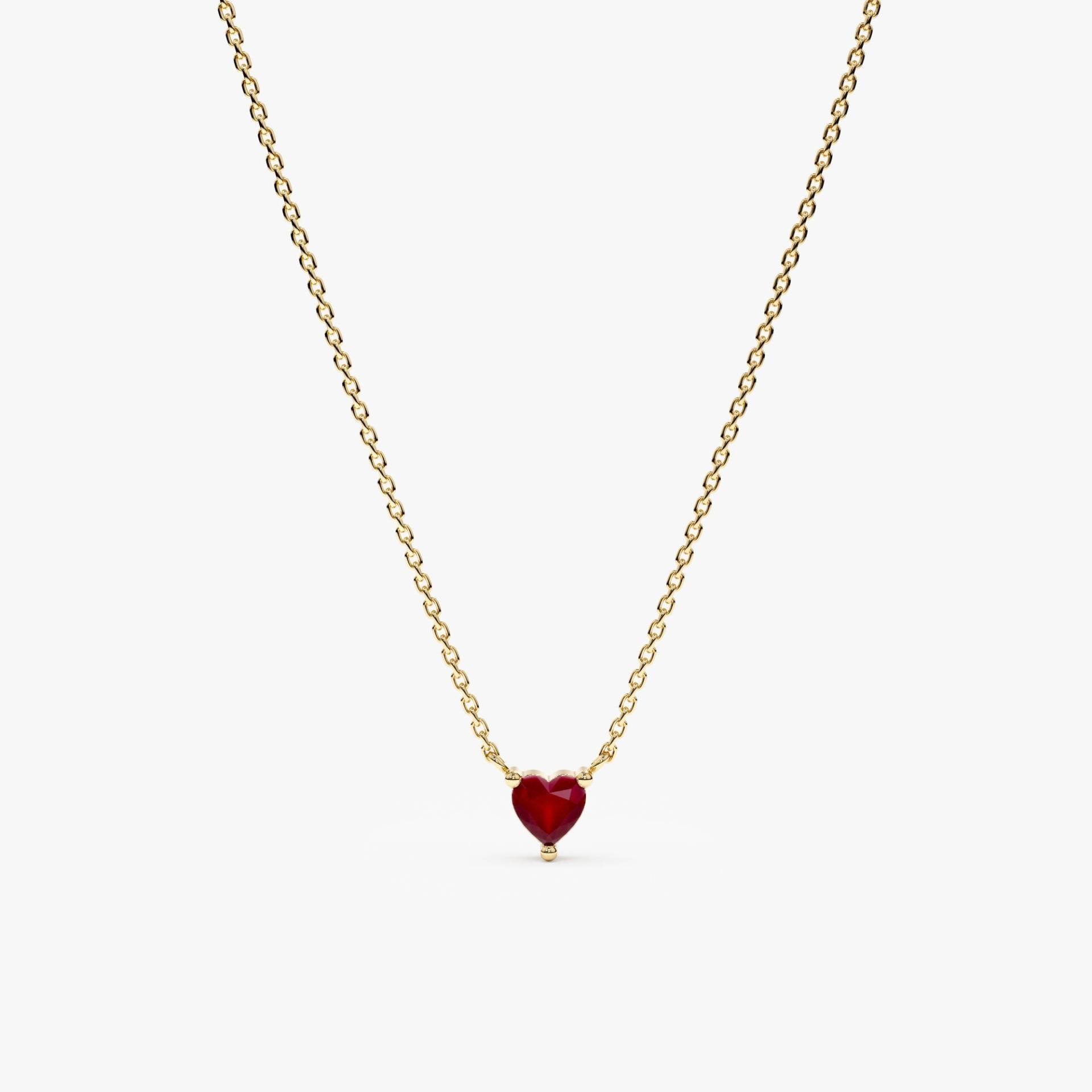 Natürliche Rubin Halskette, Herz 14K Solid Gold Und Geschenk Für Mama, Edelstein Sie, Corin von SarahEliseJewelry