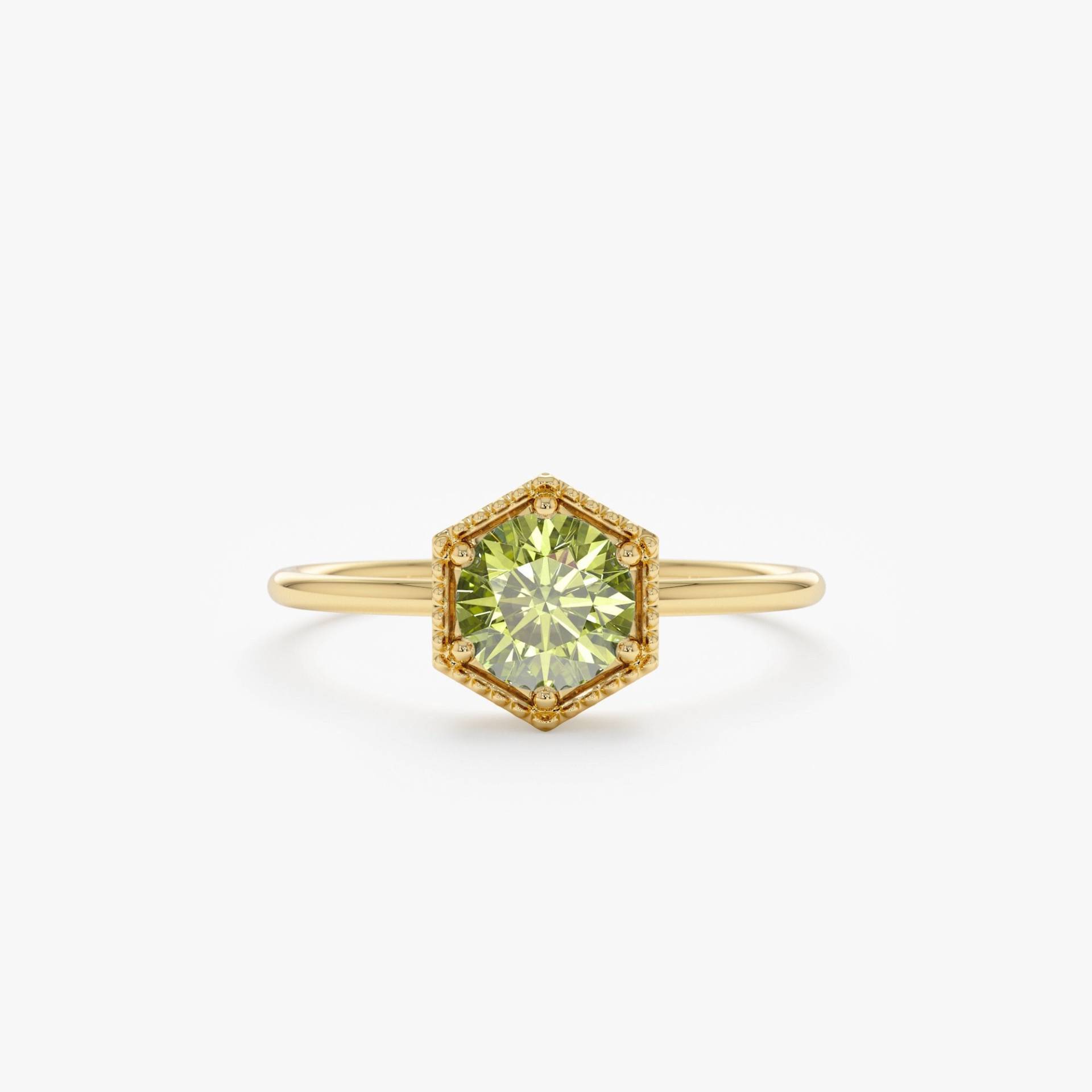 Peridot Ring, Grüner Verlobungsring, 14K 18K Gold, Natürlicher Edelstein, Stapelbarer Goldring, August Geburtsstein, Geschenk Für Mutter, Anaya von SarahEliseJewelry