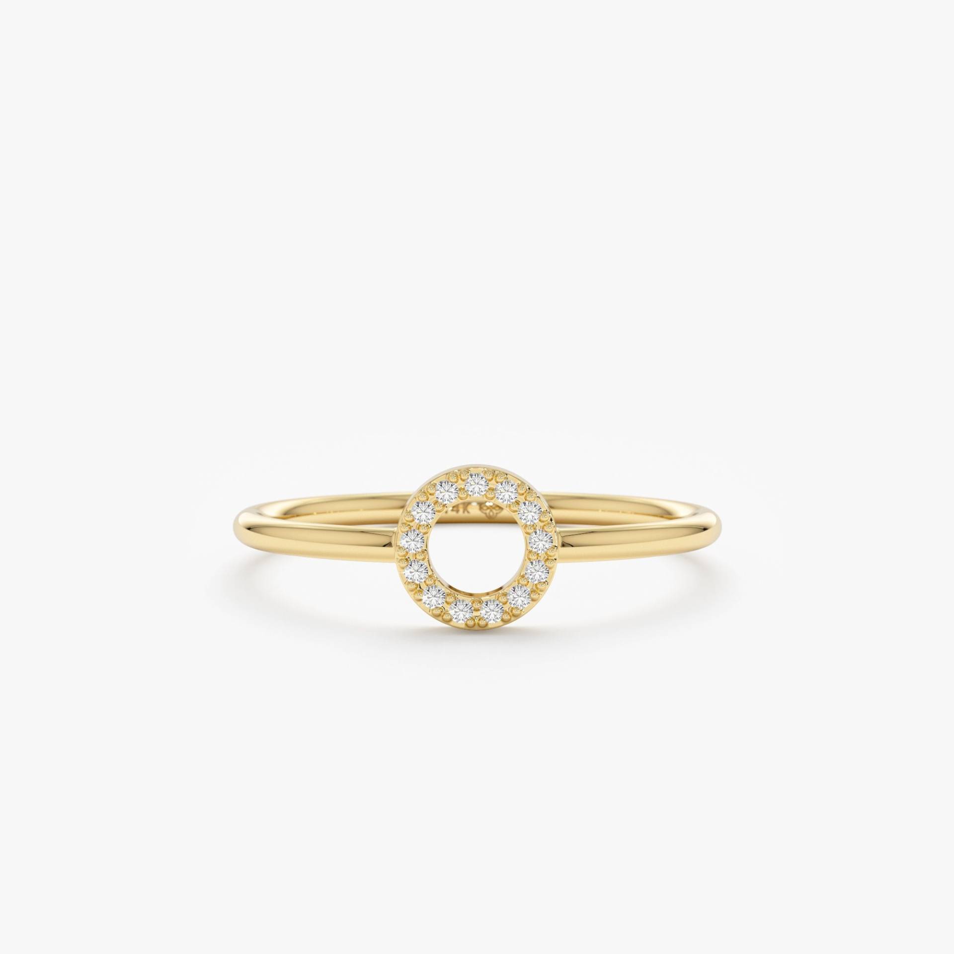 Zierlicher Diamant-O-Ring, Diamant-Halo-Ring, Kleiner Diamant-Ring, 14K-Massivgold-Ring, Diamant-Kreis-Ring, Kreis Des Lebens, Geschenk Für von SarahEliseJewelry