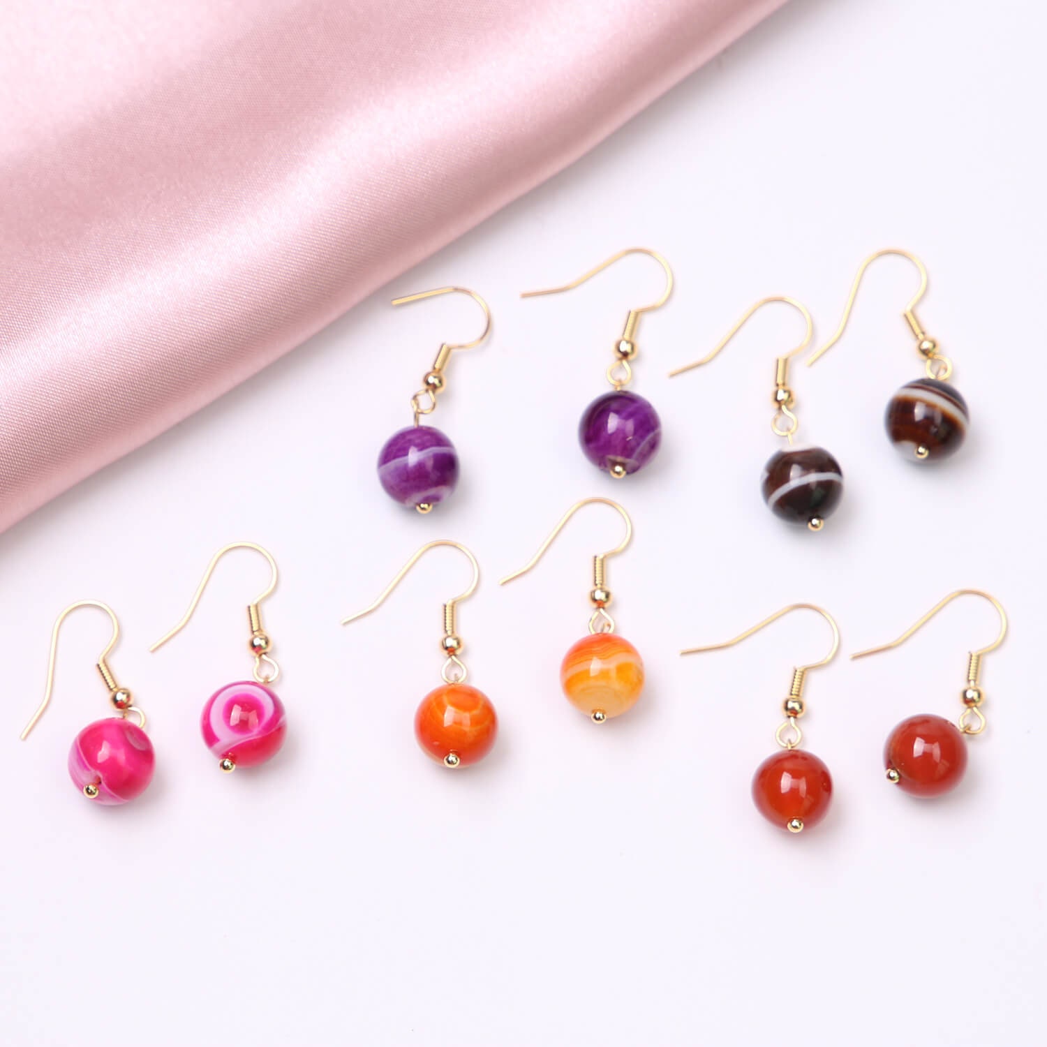 Bunte Achat Stein Ohrringe 10 Mm Runde Natürliche Steine Baumeln Tropfen Schmuck Vergoldet Anhänger Bunte Achat Stein Ohrringe 10 Mm Runde Natürliche Steine Baumeln Tropfen Schmuck Vergoldet Anhänger von SarahFindings