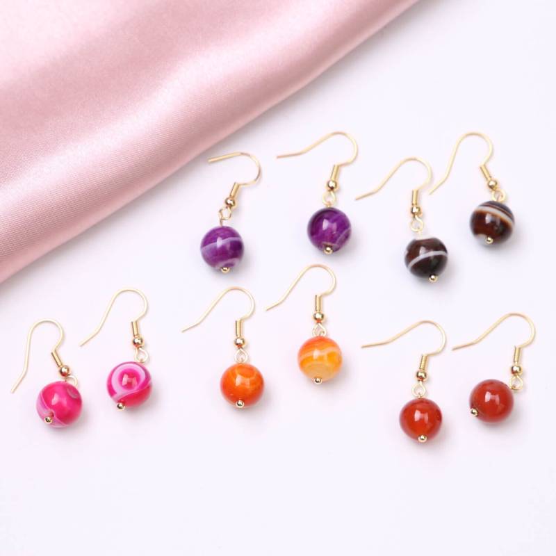 Bunte Achat Stein Ohrringe 10 Mm Runde Natürliche Steine Baumeln Tropfen Schmuck Vergoldet Anhänger Bunte Achat Stein Ohrringe 10 Mm Runde Natürliche Steine Baumeln Tropfen Schmuck Vergoldet Anhänger von SarahFindings