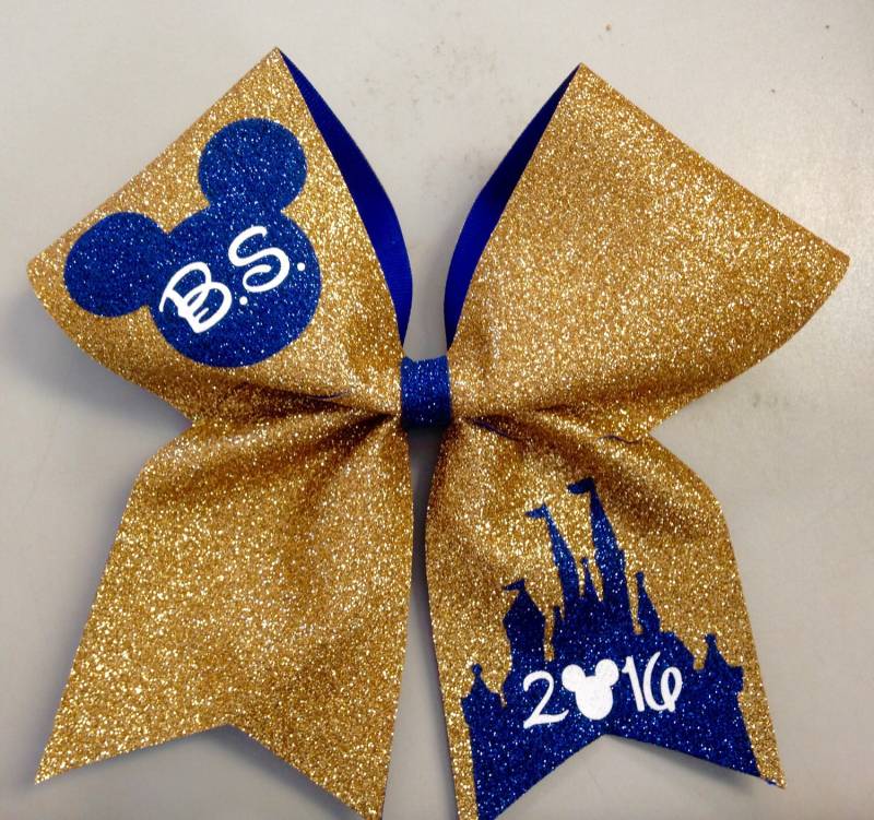 All Glitzerschleife in Gold/Marine/Weiß von SarahsCheerBows