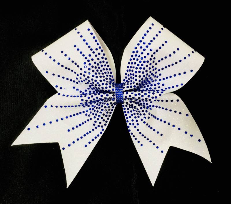 strass Burst - Royal Blau Auf Weiß Glitzer. Jubelbogen von SarahsCheerBows