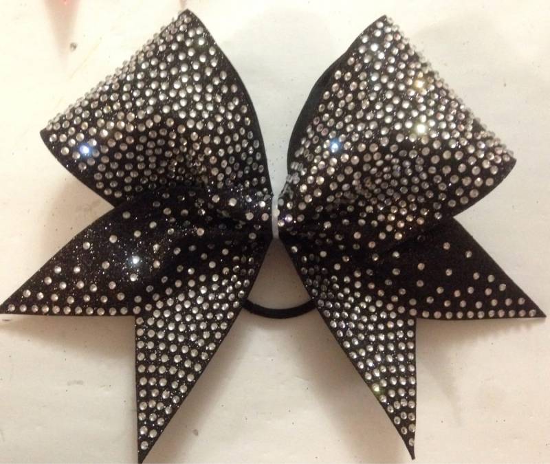 strass-Royalty-Texas Cheer Bow - in Schwarz Mit Super Glitzer von SarahsCheerBows