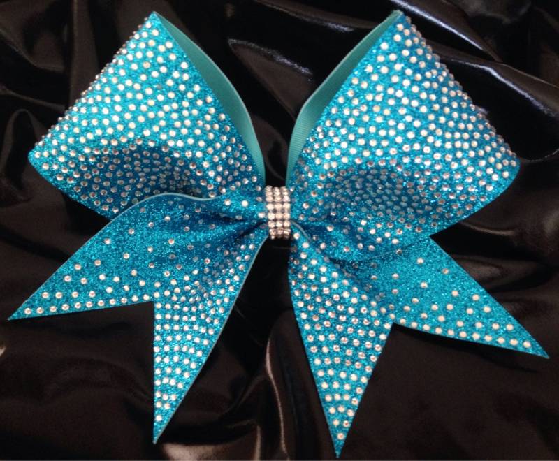 strass Royalty-Texas Jubeln Bogen-In Türkis Super Glitter von SarahsCheerBows