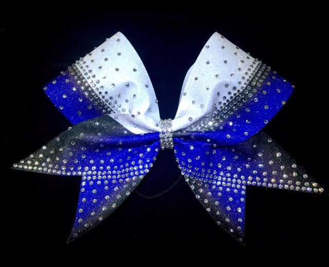 strass Schleife in Ombre Royal Blau Und Schwarz von SarahsCheerBows