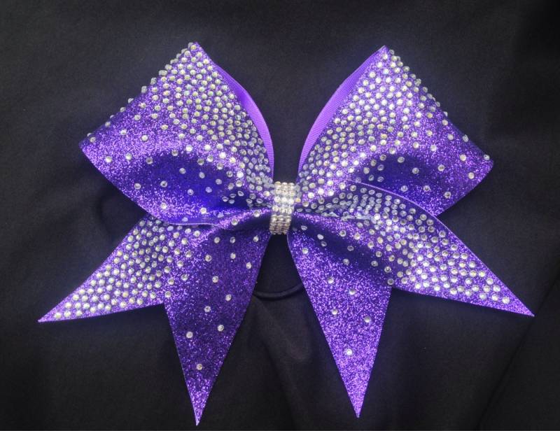 strass Vertikaler Wasserfall - Texas Jubeln Bogen in Perfektem Lila Glitzer von SarahsCheerBows