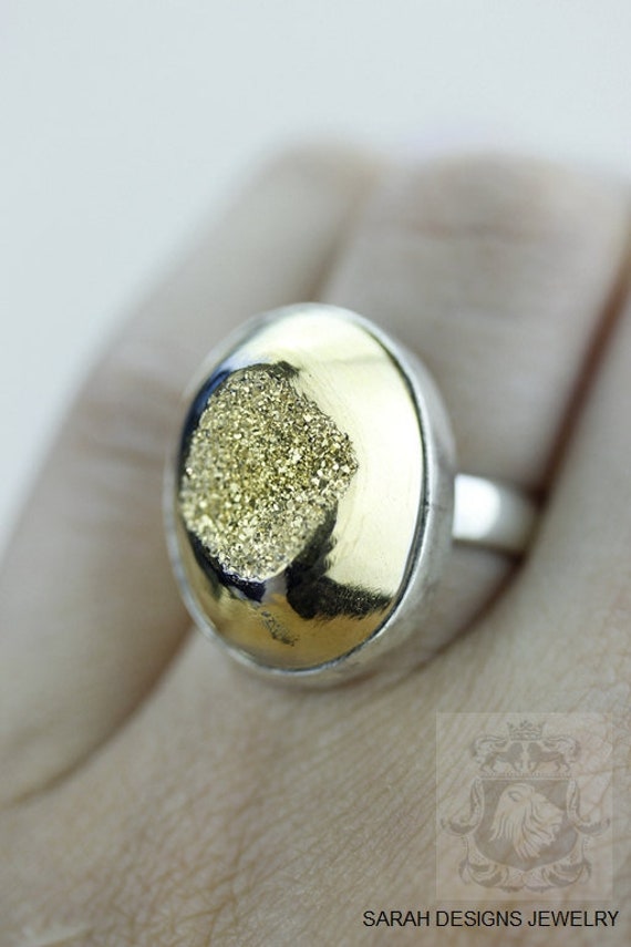 Größe 5 Titanium Fenster Drusy Fein 925 Sterling Silber Ring | Nickel Frei R1388 von SarahsDesignJewelry