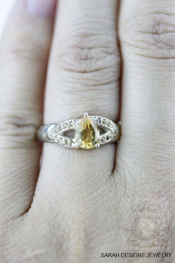 Größe 5.5 Citrin Birnenform Fein 925 Sterling Silber Ring | Nickel Frei R619 von SarahsDesignJewelry