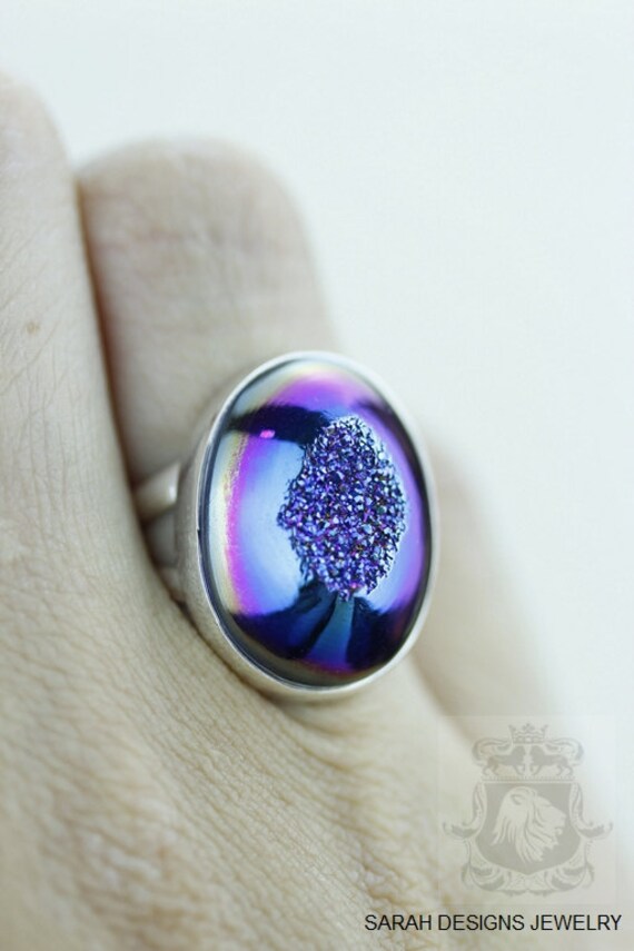 Größe 5.5 Titanium Fenster Drusy Fein 925 Sterling Silber Ring | Nickel Frei R1134 von SarahsDesignJewelry