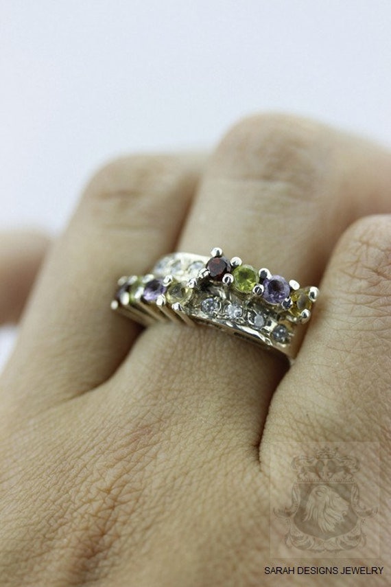 Größe 6, 5 Weißer Topas Peridot Granat 925 Sterling Silber Ring | Nickel Frei R61 von SarahsDesignJewelry