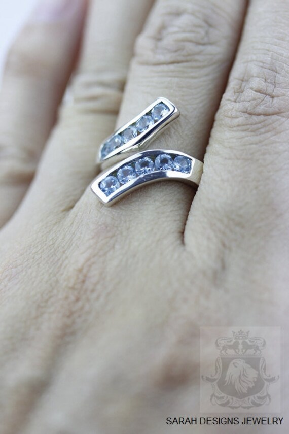 Größe 6 Aquamarin Dual Layer Fein 925 Sterling Silber Ring | Nickel Frei R155 von SarahsDesignJewelry