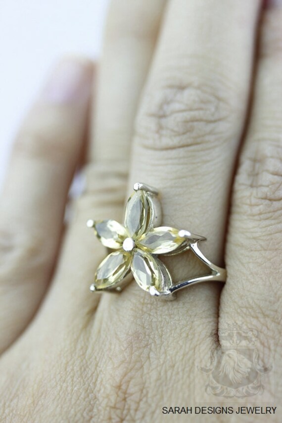 Größe 6 Blumenform 16 Karat Citrin Fein 925 Sterling Silber Ring | Nickel Frei R329 von SarahsDesignJewelry